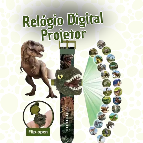 Relógio Infantil Dinossauro com Projetor de 24 imagens