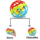 Kit Brinquedos Para Bebê com 5 peças - Bolinha Macia, Mordedor e Chocalho - Ninho Coruja