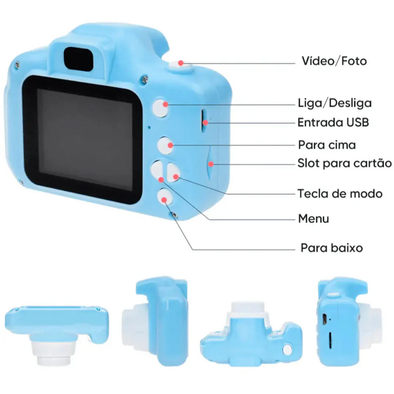 Câmera Digital Infantil - Foto criativa, Vídeo e Jogos